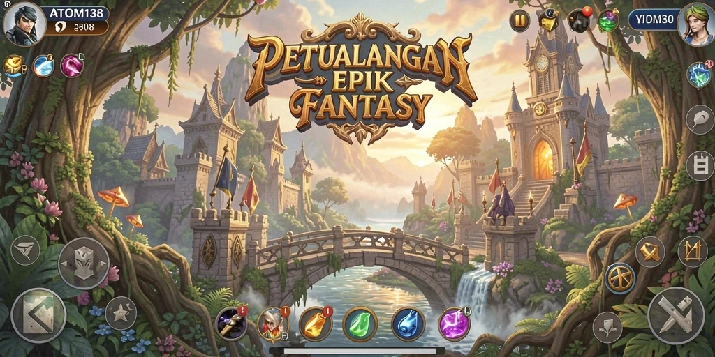 Screenshot gameplay ATOM138 menampilkan aksi seru dalam pertarungan RPG.
