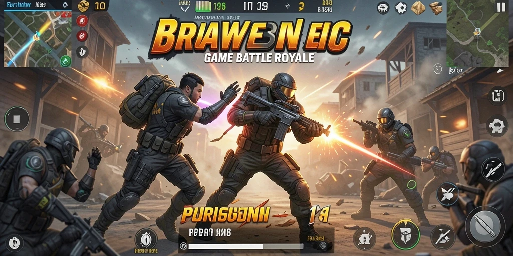 Gameplay seru BROWIN88 menampilkan aksi Battle Royale yang mendebarkan.