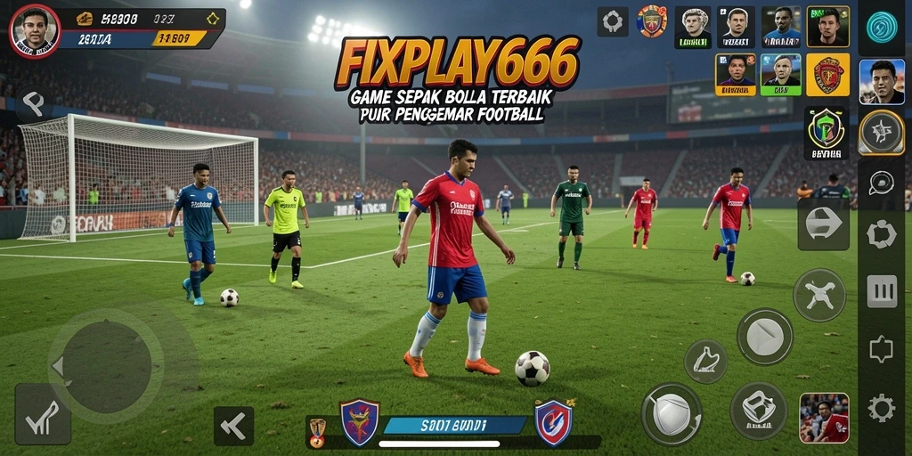 Tangkapan layar menunjukkan aksi gameplay sepak bola yang mendebarkan.
