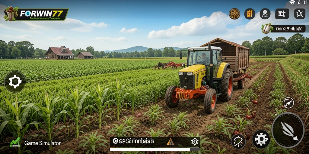 Gameplay seru dalam <strong>FORWIN77</strong> saat mengelola ladang dan hewan ternak.