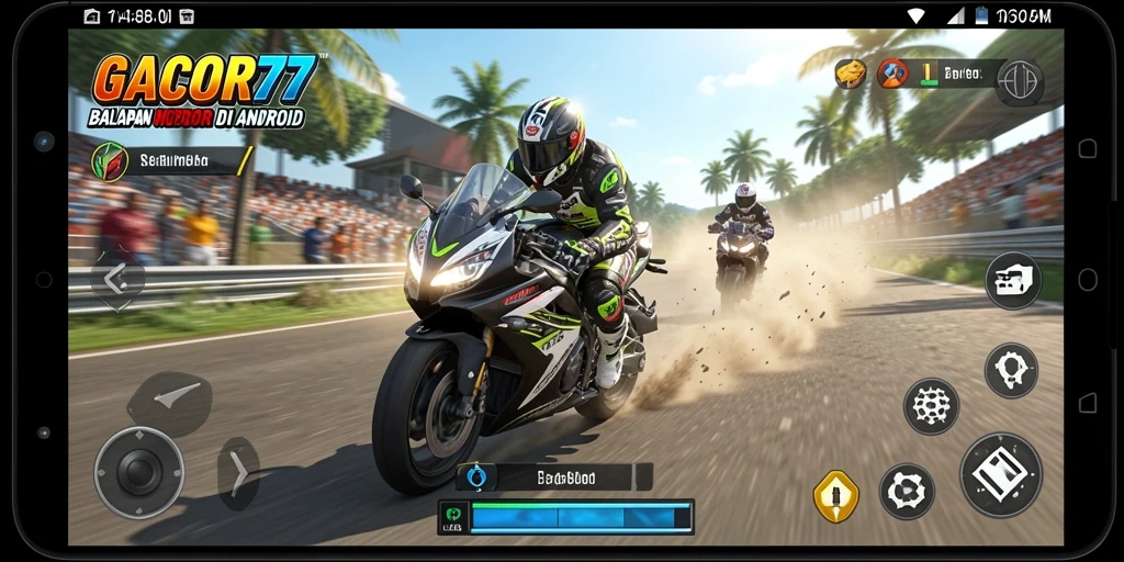 Screenshot GACOR77 menampilkan aksi balap motor yang seru dan grafis yang memukau.