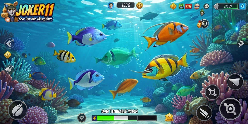 Tampilan gameplay menembak ikan yang seru di JOKER11.