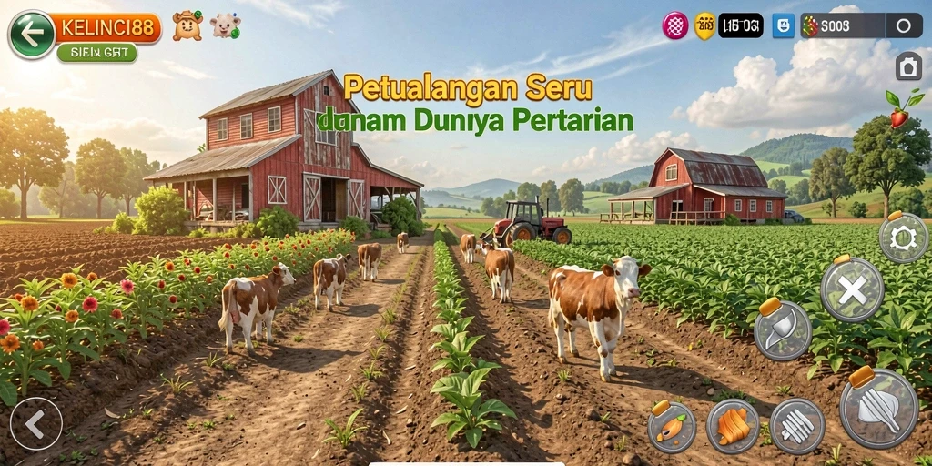 Tampilan gameplay seru KELINCI88 dengan aktivitas bercocok tanam.