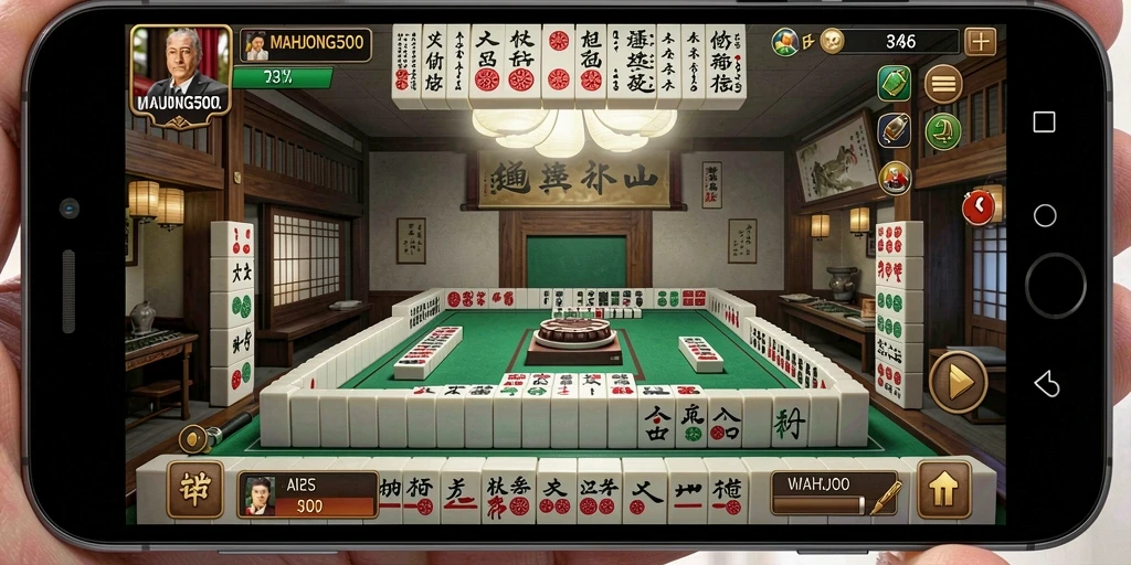 Tampilan gameplay seru di MAHJONG500 dengan strategi yang mendebarkan.