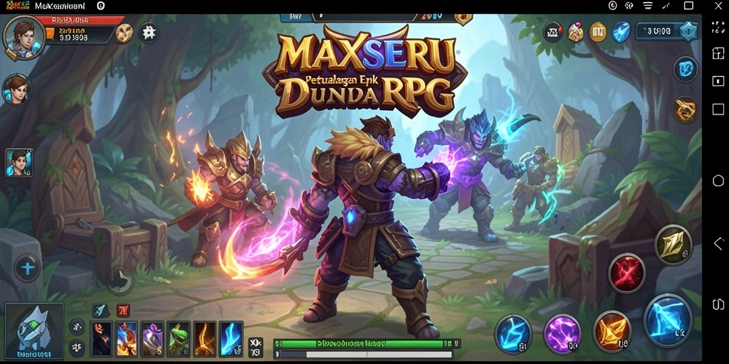 Tampilan aksi seru dalam gameplay RPG MAXSERU.