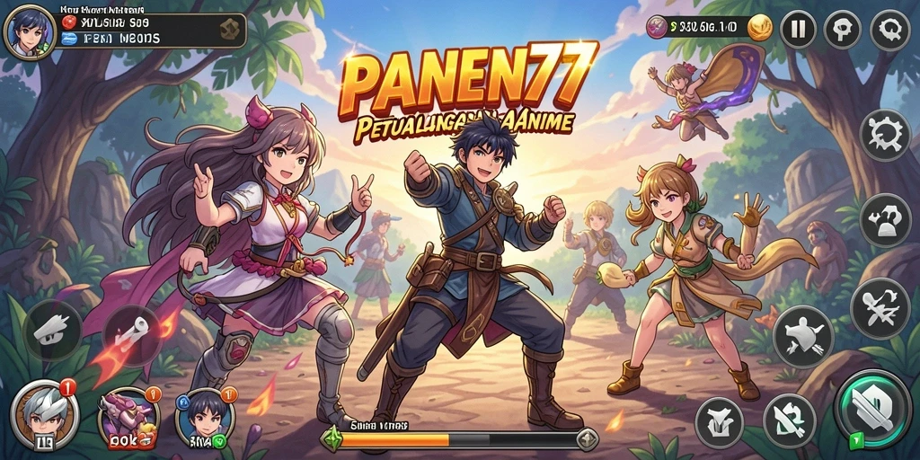 Screenshot gameplay PANEN77 menunjukkan aksi karakter Anime yang seru.