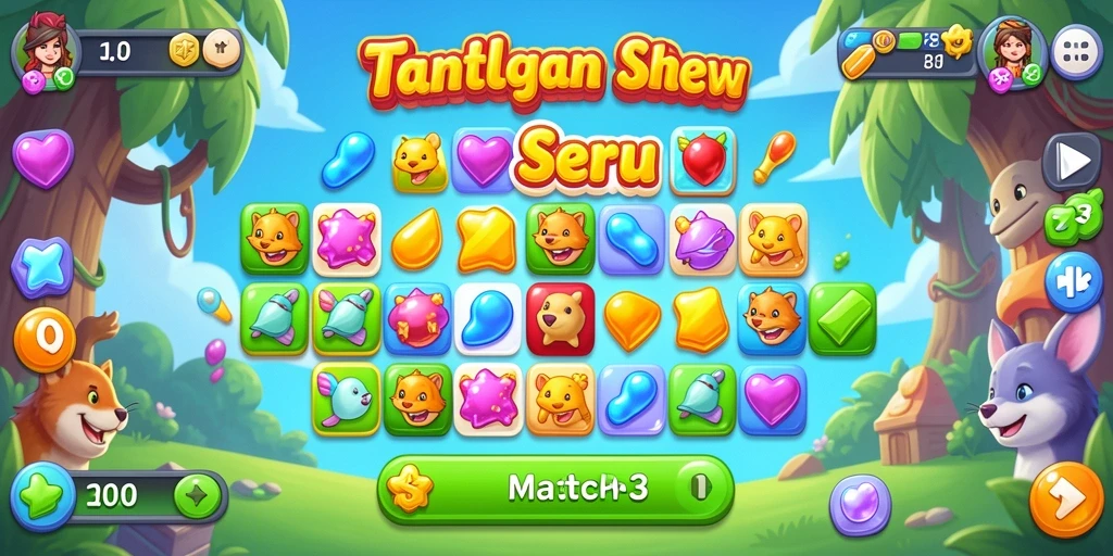 Tampilan screenshot RP8 menunjukkan tantangan seru dalam permainan Match-3.