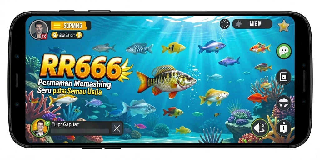 Tampilan gameplay RR666 dengan suasana memancing yang menarik.