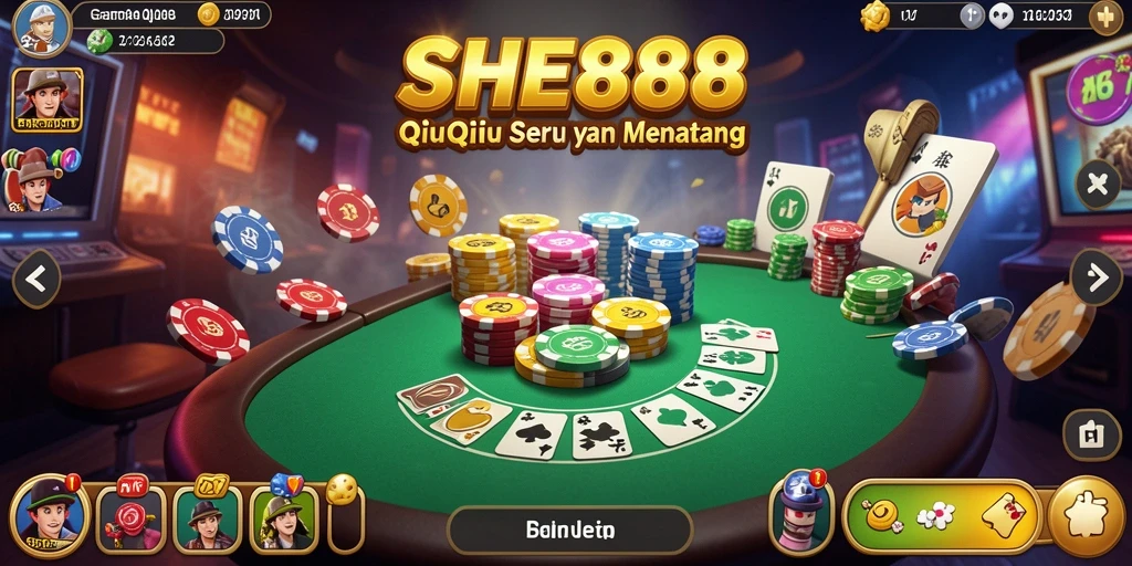 Tangkapan layar gameplay SHE888 yang menampilkan aksi QiuQiu seru.