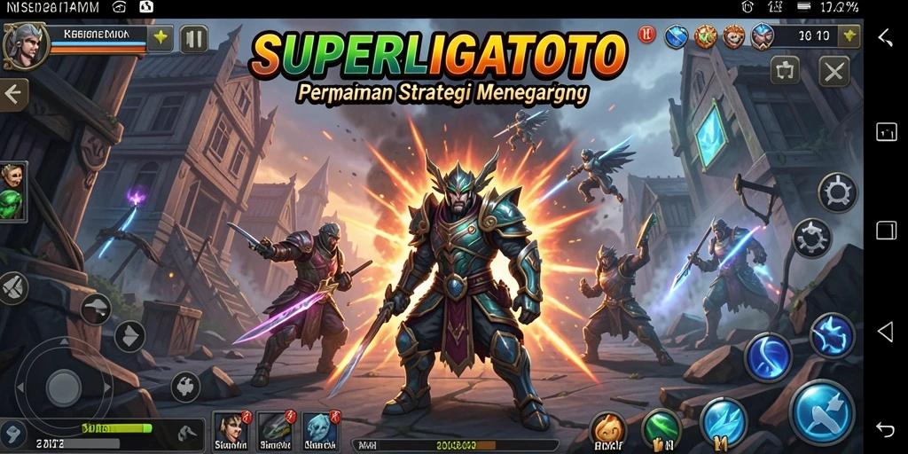 Tampilan dinamis gameplay SUPERLIGATOTO dengan strategi yang mendebarkan.