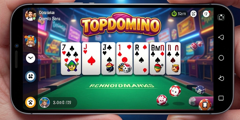 Tampilan gameplay seru dari TOPDOMINO dengan berbagai strategi permainan.