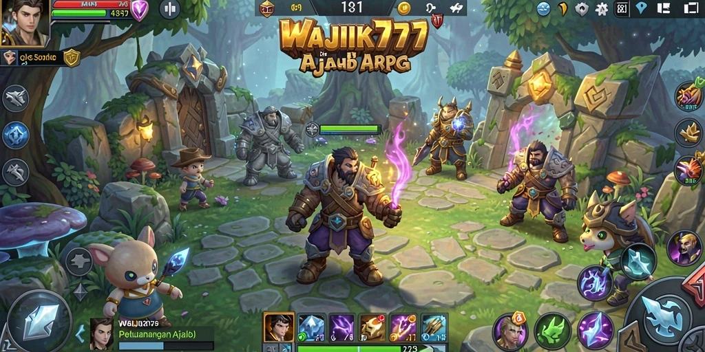 Tampilan aksi menegangkan dalam gameplay ARPG WAJIK777.